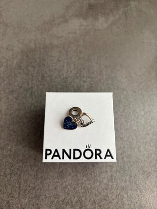 Charm Pandora Corazón Azul y Corazón Plata