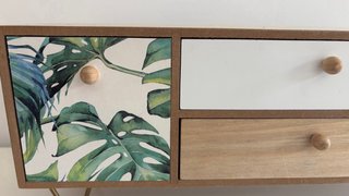 Joyero cajonera pequeña madera diseño hojas