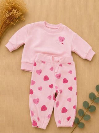 Conjunto bebé niña corazón rosa