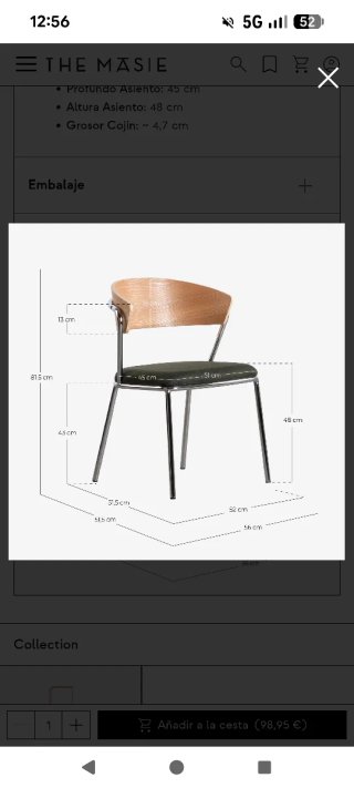 Silla Arua The Masie madera y metal