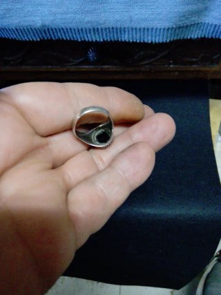 Anillo Plata Antigua Piedra Azabache