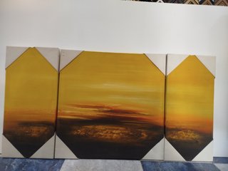 Tríptico Lienzo Paisaje Atardecer