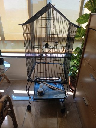Jaula grande para pájaros, con ruedas