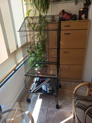 Jaula grande para pájaros, con ruedas