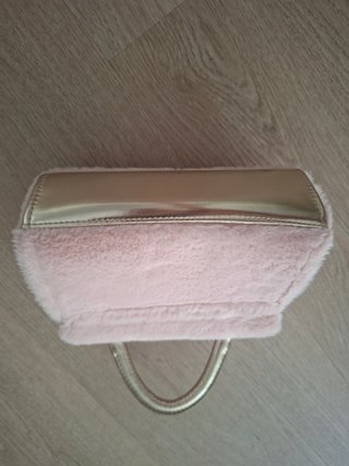 Bolso peluche rosa lazo lentejuelas Disney