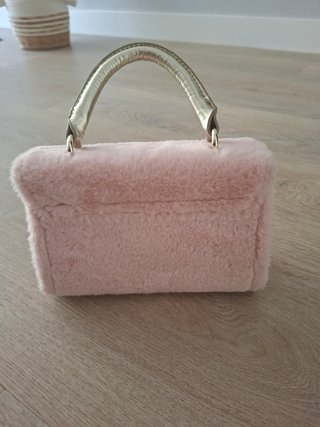 Bolso peluche rosa lazo lentejuelas Disney