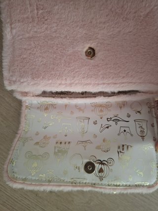 Bolso peluche rosa lazo lentejuelas Disney