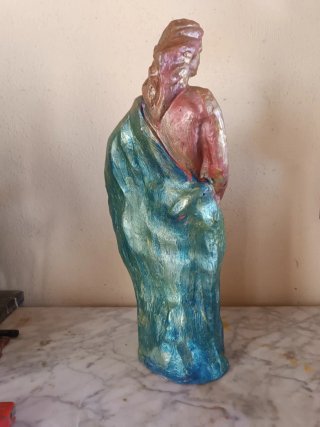 Figura Mujer con Niño Metalizada