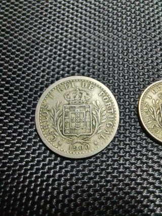 Monedas Portugal 100 y 50 Reis 1900