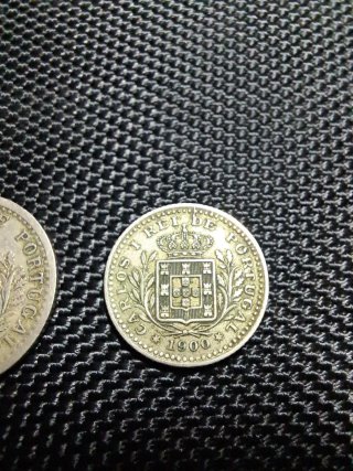 Monedas Portugal 100 y 50 Reis 1900