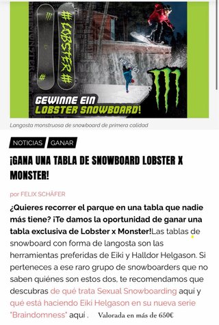 Tabla Snow Lobster x Monster 156 cm