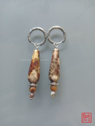 Pendientes Flor de Piedra Marrones