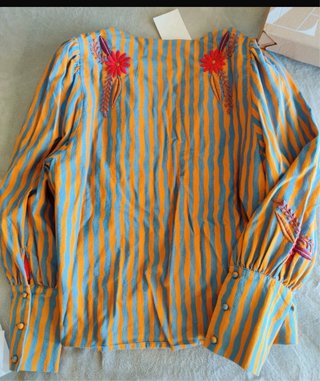 Chaqueta Zara Rayas Flores Bordadas
