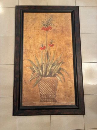 Cuadro botánico grande marco madera 110x65