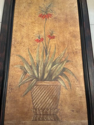 Cuadro botánico grande marco madera 110x65