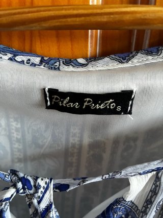 Blusa Pilar Prieto Estampada Azul y Blanca