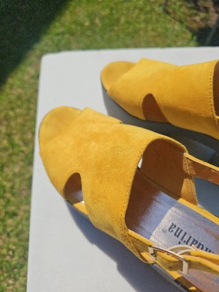 Zapatos Mostaza Ante Plataforma Talla 38