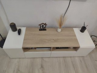 Mueble TV Blanco y Roble