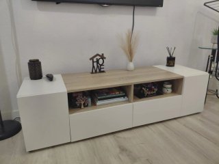 Mueble TV Blanco y Roble