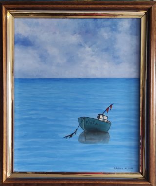 Cuadro al óleo Barco en el mar