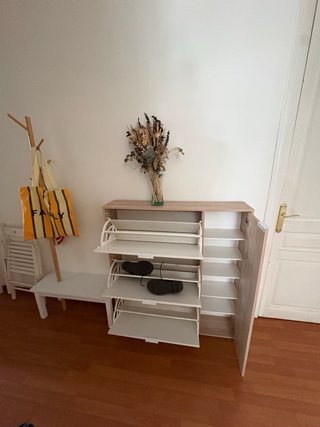 Zapatero y perchero de madera