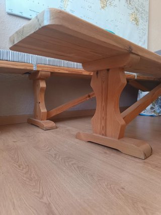 2 Bancos de madera de pino maciza