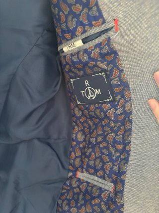 Americana azul/gris con coderas T48
