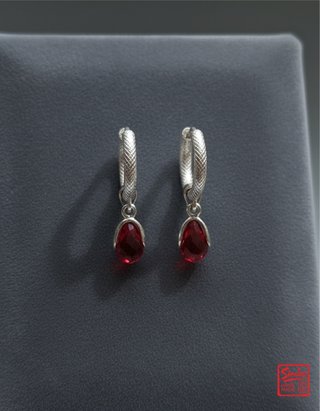 Pendientes Aro Cristal Bohemia Rojo