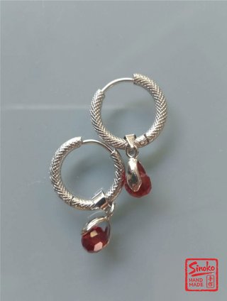 Pendientes Aro Cristal Bohemia Rojo