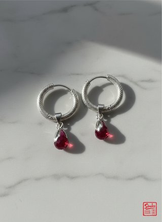 Pendientes Aro Cristal Bohemia Rojo