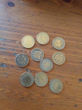 Lote de 10 monedas de 1 peseta