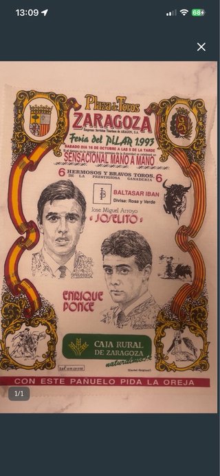 Pañuelo Toros Zaragoza Feria Pilar 1993