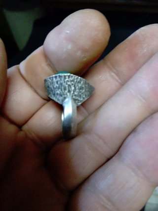 Anillo antiguo plata con piedra verde