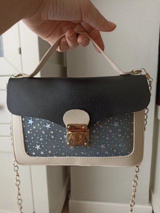 Bolso Negro con Estrellas Multicolor