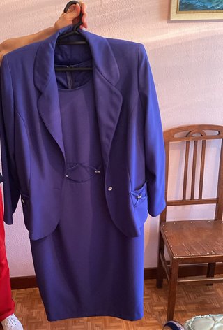 raje de fiesta azul talla 50 – vestido + americana