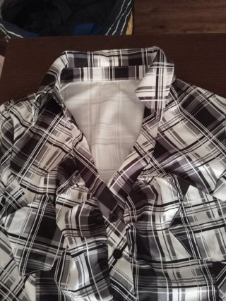 Camisa SheIn cuadros blanco/negro/gris