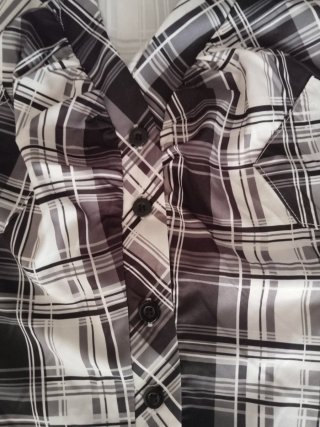 Camisa SheIn cuadros blanco/negro/gris
