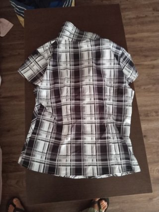 Camisa SheIn cuadros blanco/negro/gris