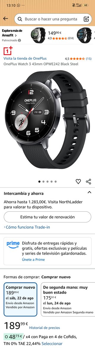 OnePlus Watch 3 43mm Negro