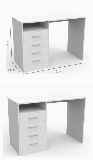 Escritorio/Mesa Estudio con Cajones Blanco