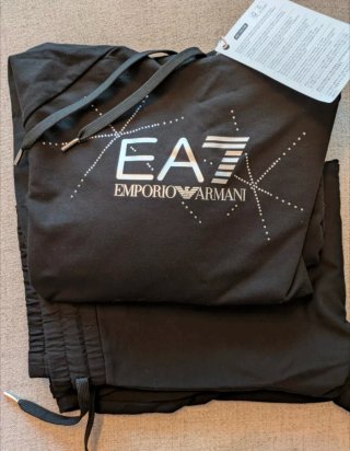 Tuta EA7 Emporio Armani Nera con Strass - Nuova