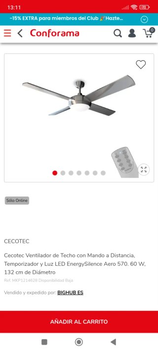 Ventilador de Techo Cecotec Plateado