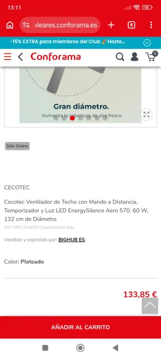 Ventilador de Techo Cecotec Plateado