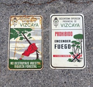 Cartel chapa vintage Vizcaya incendios