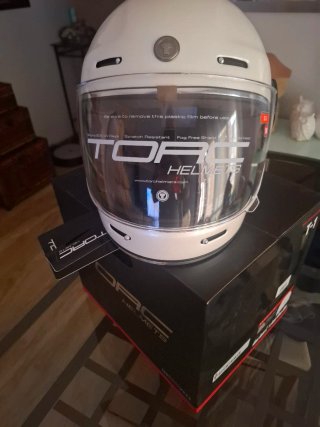 Casco Moto Vintage Scooter Azul Rojo Blanco Amaril
