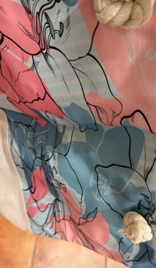 Borsa Mare BUONIC Fiori Rosa e Azzurro