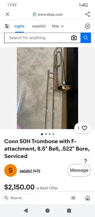 Conn 50H Trombón Tenor Fa .522 Campana 8.5