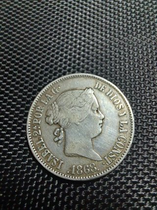 Moneda Plata 1868 Isabel II Filipinas