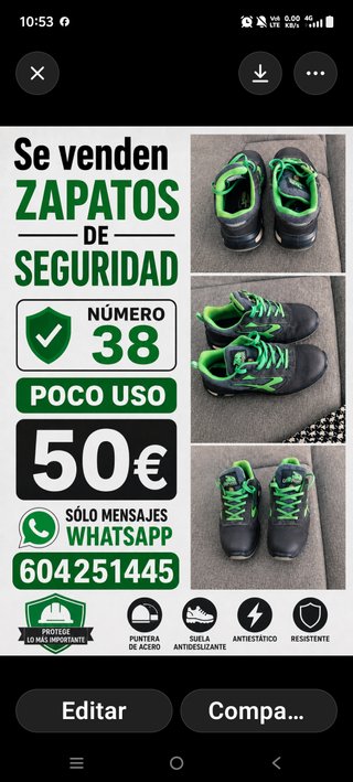 Zapatos de seguridad talla 38