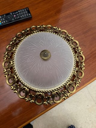Lámpara plafón vintage bronce y cristal